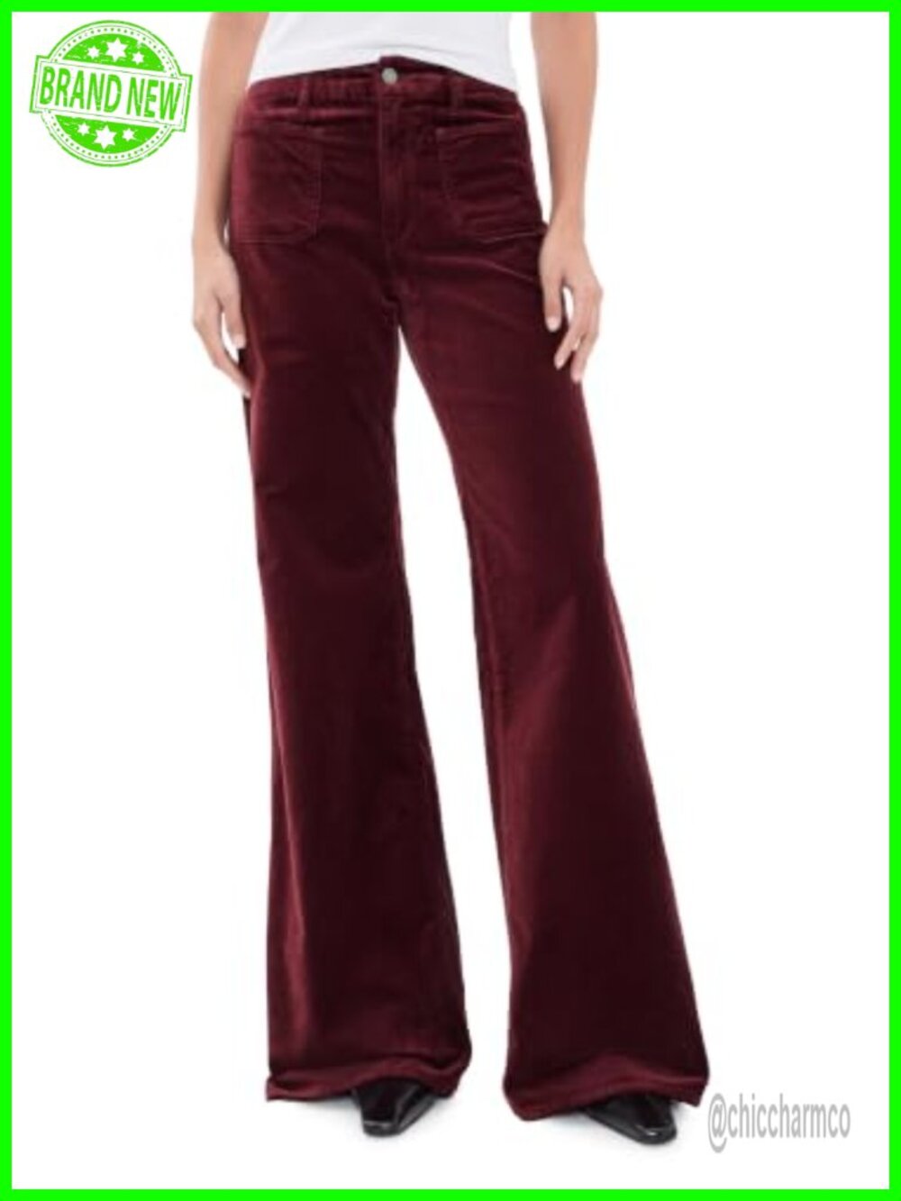 Good Waist Palazzo Jeans Velvet High Rise Wide Leg Stretch